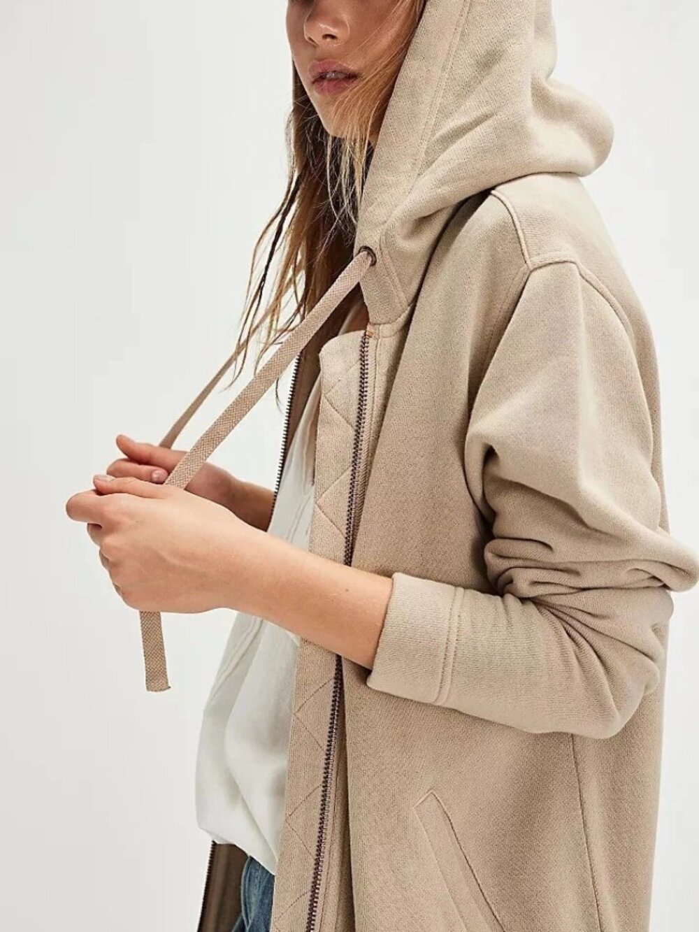 Free People Redwood Cardi Jacket Hoodie Top Soft Cotton Zip-up Slouchy S 276952